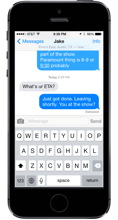 Location in the same app, even on the main messages screen