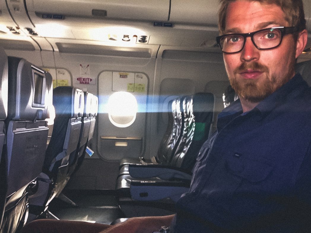 I'm the only person in both exit rows. "We're all counting on you, sir"